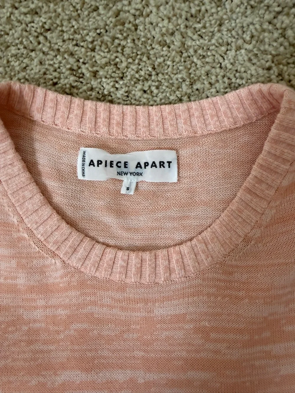 Apeice Apart Pink Ruffle Cotton Lightweight Marled Sweater Size S